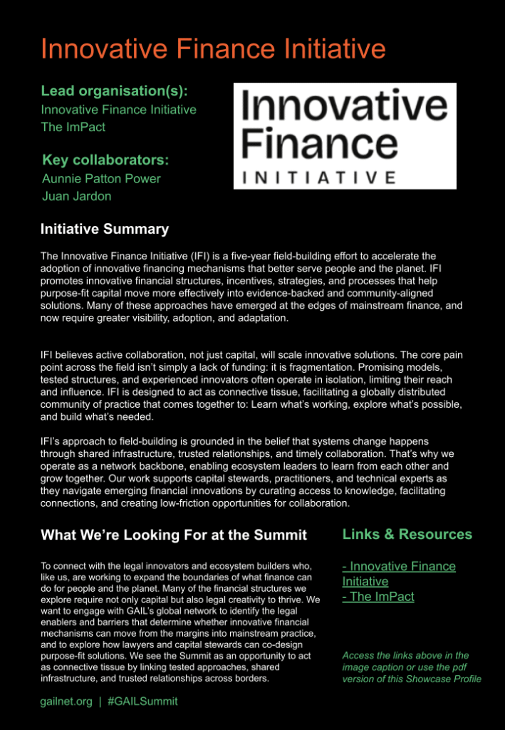 Innovative Finance Initiative - Impact Showcase Submission